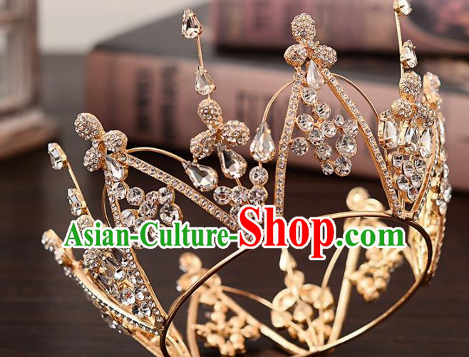 Top Handmade Bride Crystal Round Royal Crown Wedding Hair Accessories for Women Top Handmade Bride Crystal Round Royal Crown Wedding Hair Accessories for Women