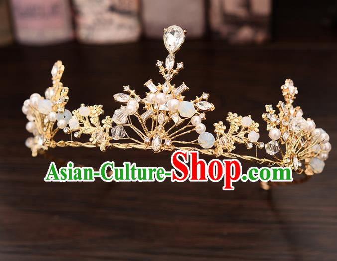 Top Handmade Bride Crystal Beads Royal Crown Wedding Hair Accessories for Women Top Handmade Bride Crystal Beads Royal Crown Wedding Hair Accessories for Women