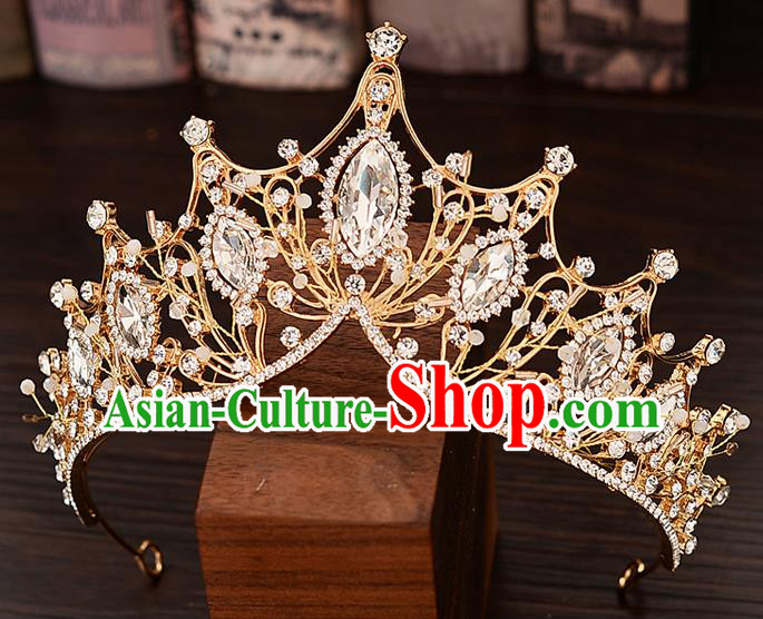Top Handmade Bride Crystal Royal Crown Wedding Princess Hair Accessories for Women