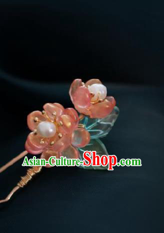 Chinese Handmade Princess Pink Flowers Hairpins Ancient Hanfu Hair Accessories for Women Chinese Handmade Princess Pink Flowers Hairpins Ancient Hanfu Hair Accessories for Women