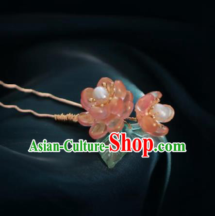 Chinese Handmade Princess Pink Flowers Hairpins Ancient Hanfu Hair Accessories for Women Chinese Handmade Princess Pink Flowers Hairpins Ancient Hanfu Hair Accessories for Women