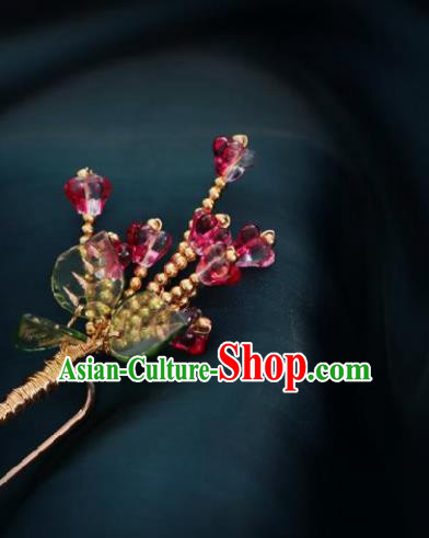 Chinese Handmade Princess Rosy Beads Hairpins Ancient Hanfu Hair Accessories for Women Chinese Handmade Princess Rosy Beads Hairpins Ancient Hanfu Hair Accessories for Women