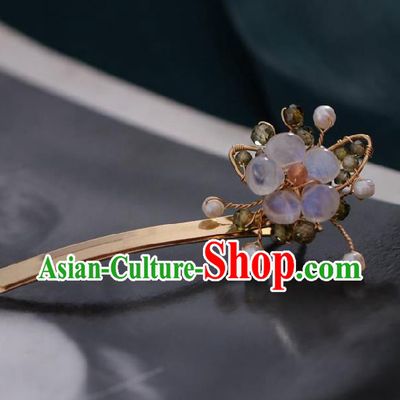 Chinese Handmade Princess Moonstone Hair Claw Hairpins Ancient Hanfu Hair Accessories for Women