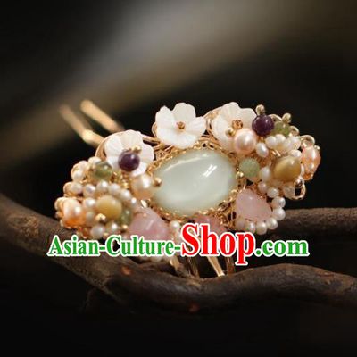 Chinese Handmade Princess Pearls Hair Clip Hairpins Ancient Hanfu Hair Accessories for Women