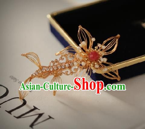 Chinese Handmade Princess Golden Hair Claw Ancient Hanfu Hair Accessories for Women Chinese Handmade Princess Golden Hair Claw Ancient Hanfu Hair Accessories for Women
