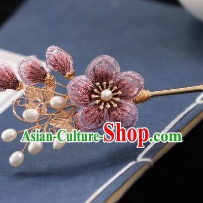 Chinese Handmade Princess Peach Blossom Hairpins Ancient Hanfu Hair Accessories for Women