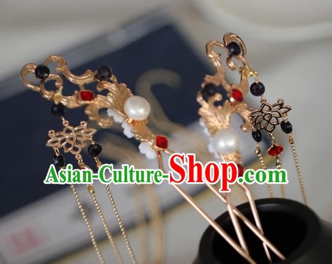 Chinese Handmade Princess Golden Tassel Hairpins Ancient Hanfu Hair Accessories for Women Chinese Handmade Princess Golden Tassel Hairpins Ancient Hanfu Hair Accessories for Women
