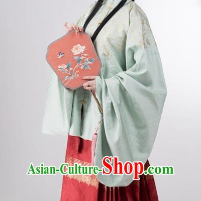 Traditional Chinese Ming Dynasty Royal Infanta Green Brocade Blouse and Skirt Ancient Nobility Lady Historical Costumes for Women