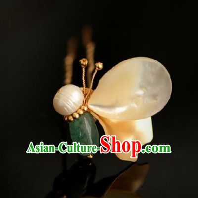 Chinese Handmade Ming Dynasty Princess Jade Butterfly Hairpins Ancient Hanfu Hair Accessories for Women