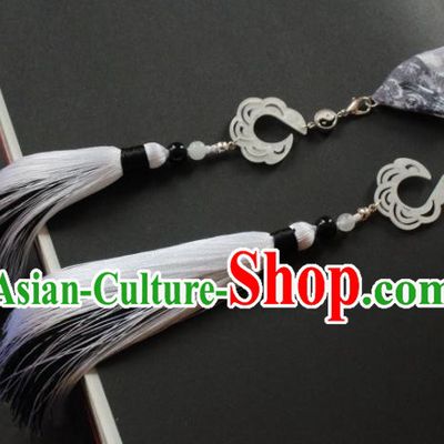 Chinese Traditional Hanfu Ming Dynasty Grey Tassel Headband Handmade Ancient Princess Hair Accessories for Women