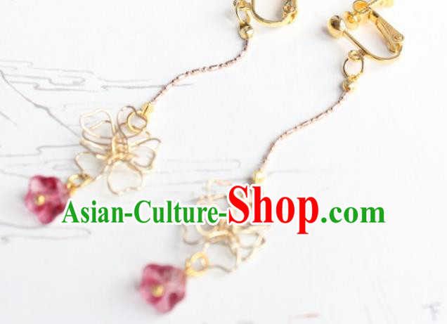 Chinese Traditional Hanfu Golden Earrings Handmade Ancient Princess Ear Accessories for Women Chinese Traditional Hanfu Golden Earrings Handmade Ancient Princess Ear Accessories for Women