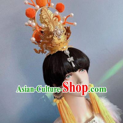 Chinese Handmade Classical Golden Crown Ancient Empress Hanfu Hair Accessories for Women