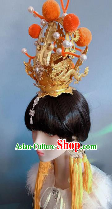Chinese Handmade Classical Golden Crown Ancient Empress Hanfu Hair Accessories for Women Chinese Handmade Classical Golden Crown Ancient Empress Hanfu Hair Accessories for Women