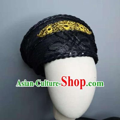 Chinese Handmade Qing Dynasty Manchu Golden Hairpins Hat Ancient Imperial Consort Hair Accessories for Women