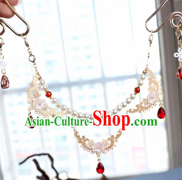 Chinese Traditional Hanfu Golden Necklace Handmade Ancient Princess Necklet Accessories for Women