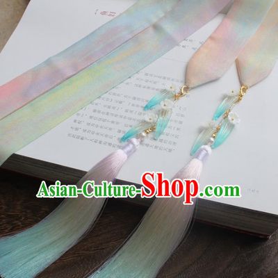 Chinese Traditional Hanfu Ming Dynasty Bamboo Leaf Ribbon Headband Handmade Ancient Princess Hair Accessories for Women