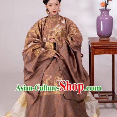 Traditional Chinese Ming Dynasty Duchess Hanfu Robe Ancient Royal Countess Historical Costumes for Women