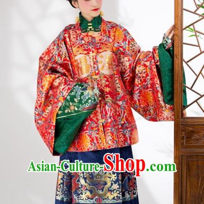 Traditional Chinese Ming Dynasty Palace Queen Wedding Red Dress Ancient Empress Historical Costumes for Women