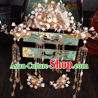 Traditional Chinese Handmade Hair Comb Chaplet Hairpins Ancient Bride Hair Accessories for Women