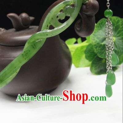 Origin of White Snake Pure Jade Hair Jewelry