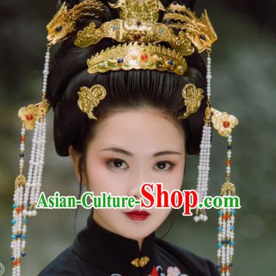 Traditional Chinese Ming Dynasty Empress Phoenix Coronet Hairpins Handmade Ancient Queen Hair Accessories for Women