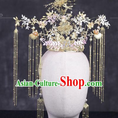 Traditional Chinese Handmade Chaplet Hair Crown Hairpins Ancient Bride Hair Accessories for Women