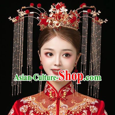Traditional Handmade Chinese Chaplet Hair Crown Hairpins Ancient Bride Hair Accessories for Women