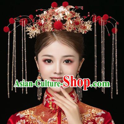 Traditional Handmade Chinese Dragonfly Chaplet Hair Crown Hairpins Ancient Bride Hair Accessories for Women