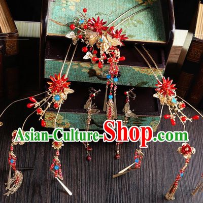 Traditional Handmade Chinese Tassel Hair Clips Hairpins Ancient Bride Hair Accessories for Women