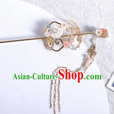 Traditional Handmade Chinese Wedding Shell Flower Hair Crown Hairpins Ancient Bride Hair Accessories for Women