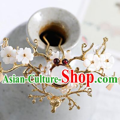 Chinese Traditional Wedding Hanfu Pearls Hairpins Handmade Ancient Bride Hair Accessories for Women