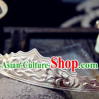 Chinese Traditional Tang Dynasty Princess Carving Lotus Argent Hairpins Handmade Ancient Royal Empress Hair Accessories for Women