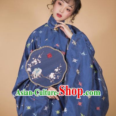 Traditional Chinese Ming Dynasty Patrician Lady Hanfu Navy Robe and Skirt Ancient Royal Infanta Historical Costumes for Women