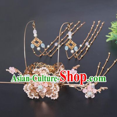 Traditional Chinese Hanfu Pine Hair Crown Hairpin Handmade Ancient Princess Hair Accessories for Women