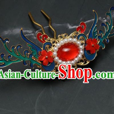 Traditional Chinese Hanfu Cloisonne Phoenix Hairpin Handmade Ancient Princess Hair Accessories for Women