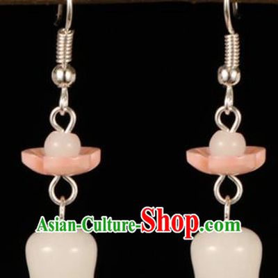Chinese Traditional Handmade Hanfu Qing Yu Nian Earrings Ancient Princess Ear Accessories for Women
