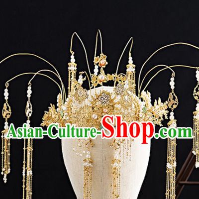 Traditional Chinese Hanfu Tassel Phoenix Coronet Handmade Ancient Princess Hair Accessories for Women