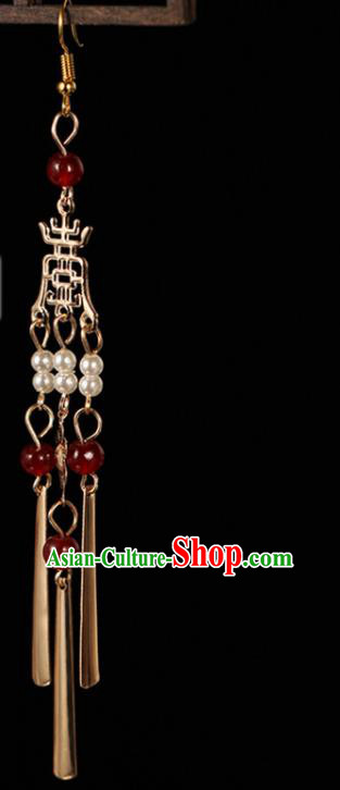 Traditional Chinese Hanfu Golden Earrings Handmade Ancient Princess Ear Accessories for Women Traditional Chinese Hanfu Golden Earrings Handmade Ancient Princess Ear Accessories for Women