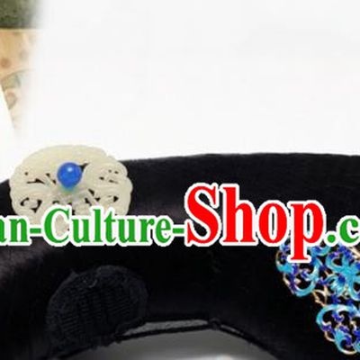 Traditional Chinese Qing Dynasty Imperial Consort Wigs and Jade Hairpins Ancient Court Lady Hair Accessories for Women