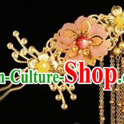 Traditional Chinese Hanfu Peach Blossom Hairpins Handmade Ancient Princess Hair Accessories for Women