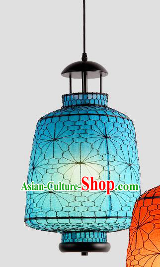 Chinese Traditional Iron Blue Hanging Lantern Handmade Lamp Palace Lanterns Chinese Traditional Iron Blue Hanging Lantern Handmade Lamp Palace Lanterns