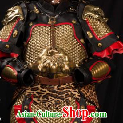 Traditional Chinese Song Dynasty General Helmet and Armour Ancient Soldier Costume for Men