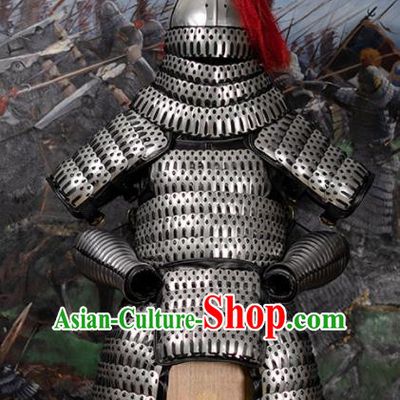 Traditional Chinese Song Dynasty General Grey Body Armour Ancient Soldier Costume for Men