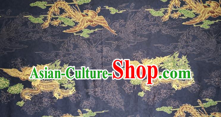Chinese Traditional Phoenix Pattern Navy Silk Fabric Mulberry Silk Fabric Hanfu Dress Material Chinese Traditional Phoenix Pattern Navy Silk Fabric Mulberry Silk Fabric Hanfu Dress Material