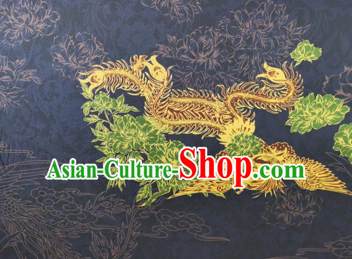 Chinese Traditional Phoenix Pattern Navy Silk Fabric Mulberry Silk Fabric Hanfu Dress Material Chinese Traditional Phoenix Pattern Navy Silk Fabric Mulberry Silk Fabric Hanfu Dress Material
