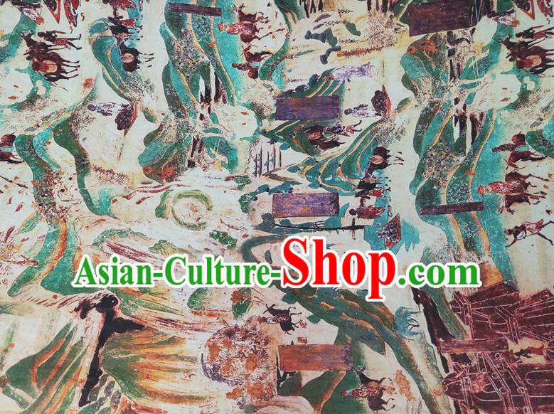 Chinese Traditional Wall Painting Pattern Silk Fabric Mulberry Silk Fabric Hanfu Dress Material Chinese Traditional Wall Painting Pattern Silk Fabric Mulberry Silk Fabric Hanfu Dress Material