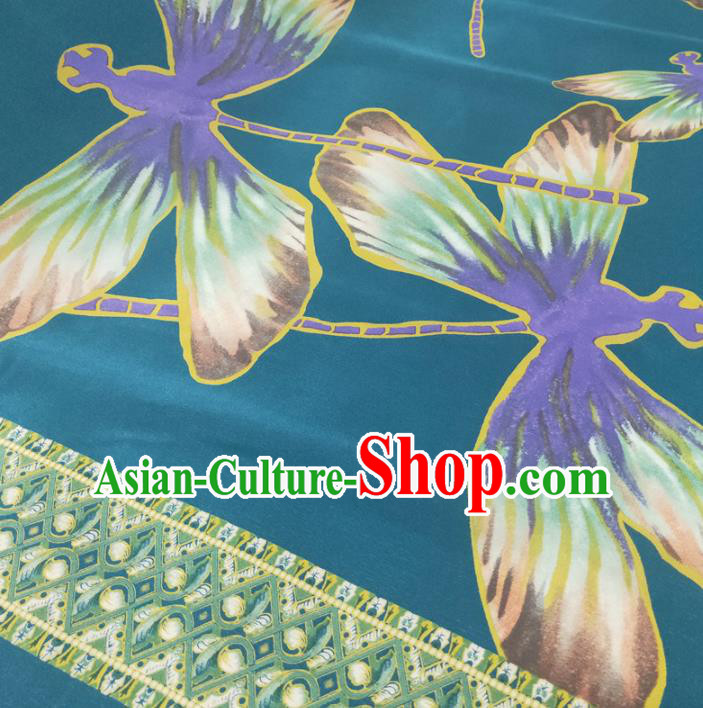 Chinese Traditional Dragonfly Pattern Blue Silk Fabric Mulberry Silk Fabric Hanfu Dress Material Chinese Traditional Dragonfly Pattern Blue Silk Fabric Mulberry Silk Fabric Hanfu Dress Material