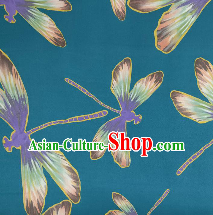Chinese Traditional Dragonfly Pattern Blue Silk Fabric Mulberry Silk Fabric Hanfu Dress Material Chinese Traditional Dragonfly Pattern Blue Silk Fabric Mulberry Silk Fabric Hanfu Dress Material