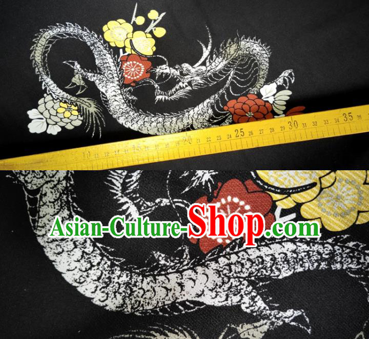 Chinese Traditional Dragon Pattern Black Silk Fabric Mulberry Silk Fabric Hanfu Dress Material Chinese Traditional Dragon Pattern Black Silk Fabric Mulberry Silk Fabric Hanfu Dress Material