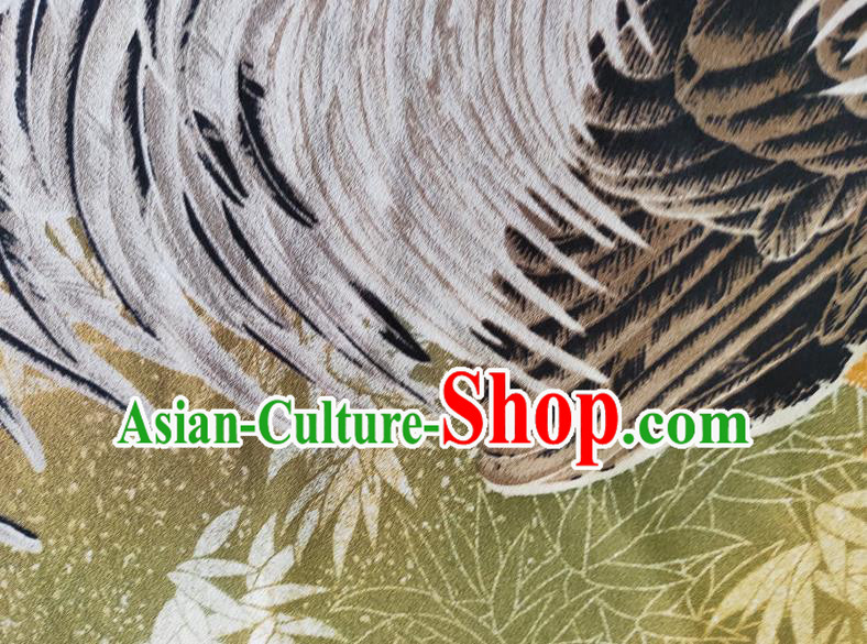 Chinese Traditional Rooster Bamboo Pattern Black Silk Fabric Mulberry Silk Fabric Hanfu Dress Material Chinese Traditional Rooster Bamboo Pattern Black Silk Fabric Mulberry Silk Fabric Hanfu Dress Material